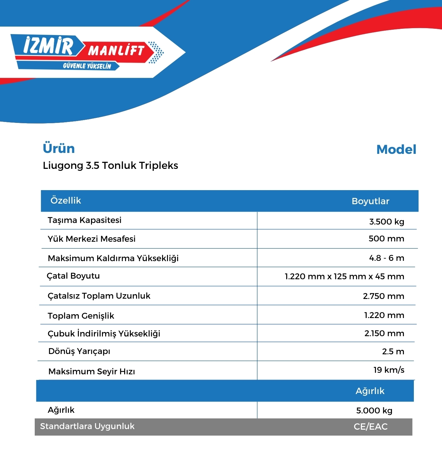Liugong 3.5 Tonluk Tripleks